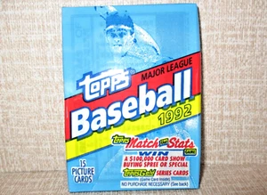 1992 Topps Baseball Card Wax Pack Unopened Sealed Packs 15 Picture Cards/Pack - Picture 1 of 6