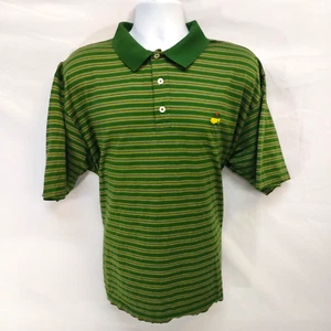 MASTERS Golf Polo Shirt Men's XL Green Stripe Logo  100% Cotton Made in Italy - Picture 1 of 7