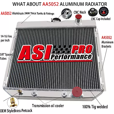 4Row Aluminum Radiator fit 1964-1968 Ford Country Squire Sedan/Galaxie  L6 V8 - Image 1 of 4