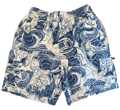 Bañador Tori Richard azul blanco forrado floral para hombre S bolsillos con cremallera Foto 1 de 4