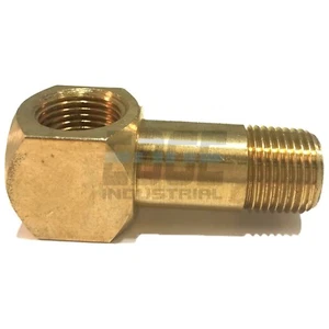 BRASS 3/8" LONG STREET ELBOW, 1-3/4" LONG, D.O.T. APPROVED - Picture 1 of 2