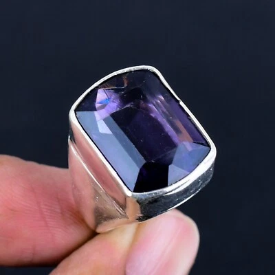 Natural Amethyst Gemstone 925 Sterling Silver Men's Ring Handmade Jewelry Gift - Image 1 of 4
