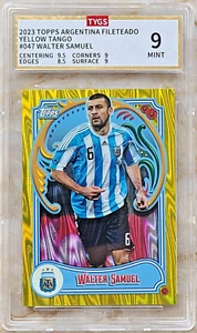 2023 Topps Argentina Fileteado Walter Samuel #047 Yellow Tango /150 TYGS 9 - Picture 1 of 2