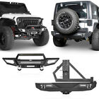 Fit 07-18 Jeep Wrangler JK Front & Rear Bumper w/Tire Carrier/Winch Plate/Light Jeep CJ7