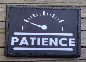 Out Of Patience Morale Patch Hook & Loop Funny Army Custom Tactical 2A Gear - Picture 1 of 2