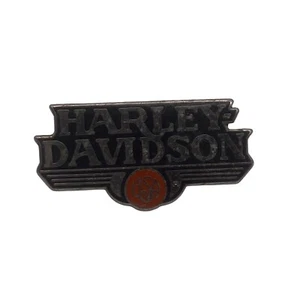 Vintage Harley Davidson USA Black Red Enamel Biker Black Pin Badge Vest Jacket - Picture 1 of 3