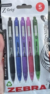 Zebra Z-Grip Smooth Retractable Ballpoint Pens Pack Of 5 Multicolour New Pack