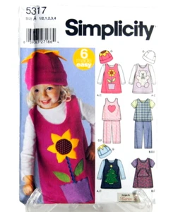 Simplicity Sewing Pattern #5317 Size A 1/2,1,2,3,4 Toddlers' Top Pants Hat UNCUT - Picture 1 of 3