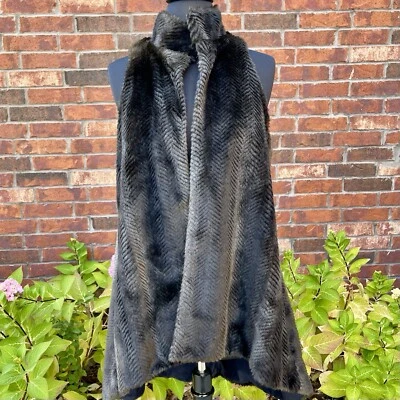 Chaleco Crop David Peck Imitación Piel Talla Mediana Chevron Forro Seda Asimétrico Alto Bajo Foto 1 de 4