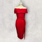 Boohoo Night Red Bardot Midaxi Dress Size 10 BNWT