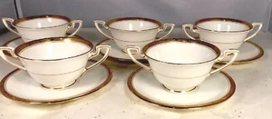 Vintage Royal Worcester ATHENA Bouillon  Cup And Saucers 1920's - Picture 1 of 12