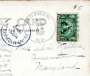 1907 Bozman St Michaels Maryland Postmark Queenstown Addie Walters Postcard OE - Picture 1 of 3