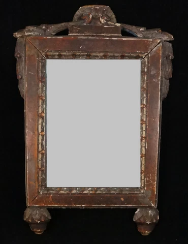 Italian 18th cent. Framed Mirror. Mirror measures 8 5/8” x 6 ½” Cover