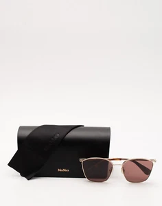 PVP €190 MAX MARA MM0043 Gafas de sol cuadradas Lentes tintadas doradas Logo - Imagen 1 de 12