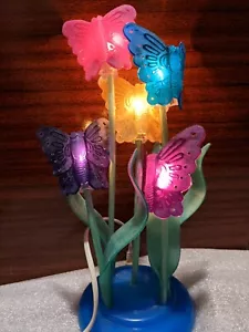 Vintage Desk Lamp Flowers hibiscus Butterflies plastic, Home Decor - Picture 1 of 20