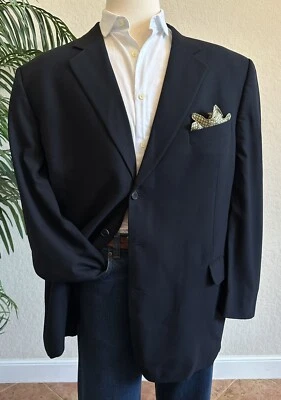 JACK VICTOR MENS BLAZER SIZE 52 NAVY BLUE SPORT COAT SUPER 100s WOOL SUIT JACKET - Image 1 of 4
