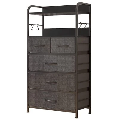 5Drawer Dresser Storage Tower Organizer Unit for Bedroom Closet Entryway w/Hooks - Image 1 of 4