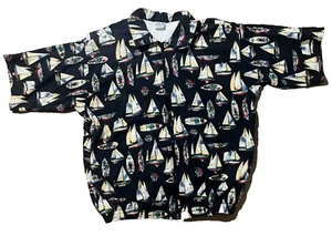 Water Blocks Frottee Zip Shirt Pool Cabana Segelboot Herren L Vintage - Bild 1 von 6