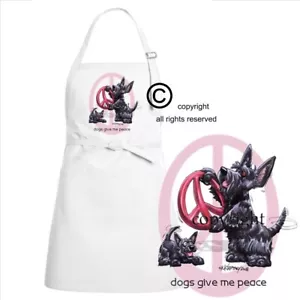 Scottish Terrier Dogs Give Me Peace Cute Dog Breed Cartoon Kitchen Chef Apron - Picture 1 of 2