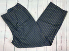 Carlisle Navy Blue Lime Green Striped Wool Straight Leg Dress Pants   Size 14