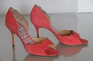 NUEVO MANOLO BLAHNIK Coral Gamuza Dorsay Festoneado Punta Abierta Astuta BB ZAPATOS 37 - Imagen 1 de 1