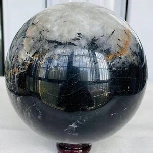 Sfera di Tormalina Nera Naturale Cristallo Quarzo Pietra Guarigione 3060g - Foto 1 di 12