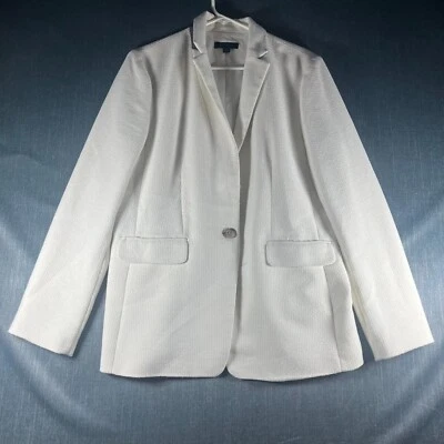 Chaqueta Blazer Ann Taylor Mujer Talla 12T Blanca Forrada Solapa Muesca Pecho Único Foto 1 de 4