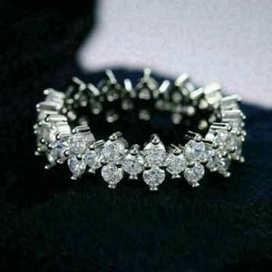 2.30Ct Lab-Created Diamond Full Eternity Engagement Band Ring 14K White Gold Fn - Picture 1 of 4