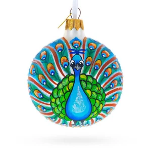 Peacock Glittered Glass Ball Christmas Ornament 3.25 Inches - Picture 1 of 6