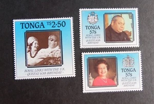 Tonga 1986 Queen's 60th Birthday Royal Links SG941/3 MNH UM unmounted mint - Bild 1 von 1