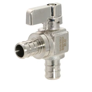 1) 1/2" PEX X 1/2" PEX ANGLE STOP VALVE, 1/4 TURN, FULL PORT LEAD-FREE BRASS NSF - Picture 1 of 8