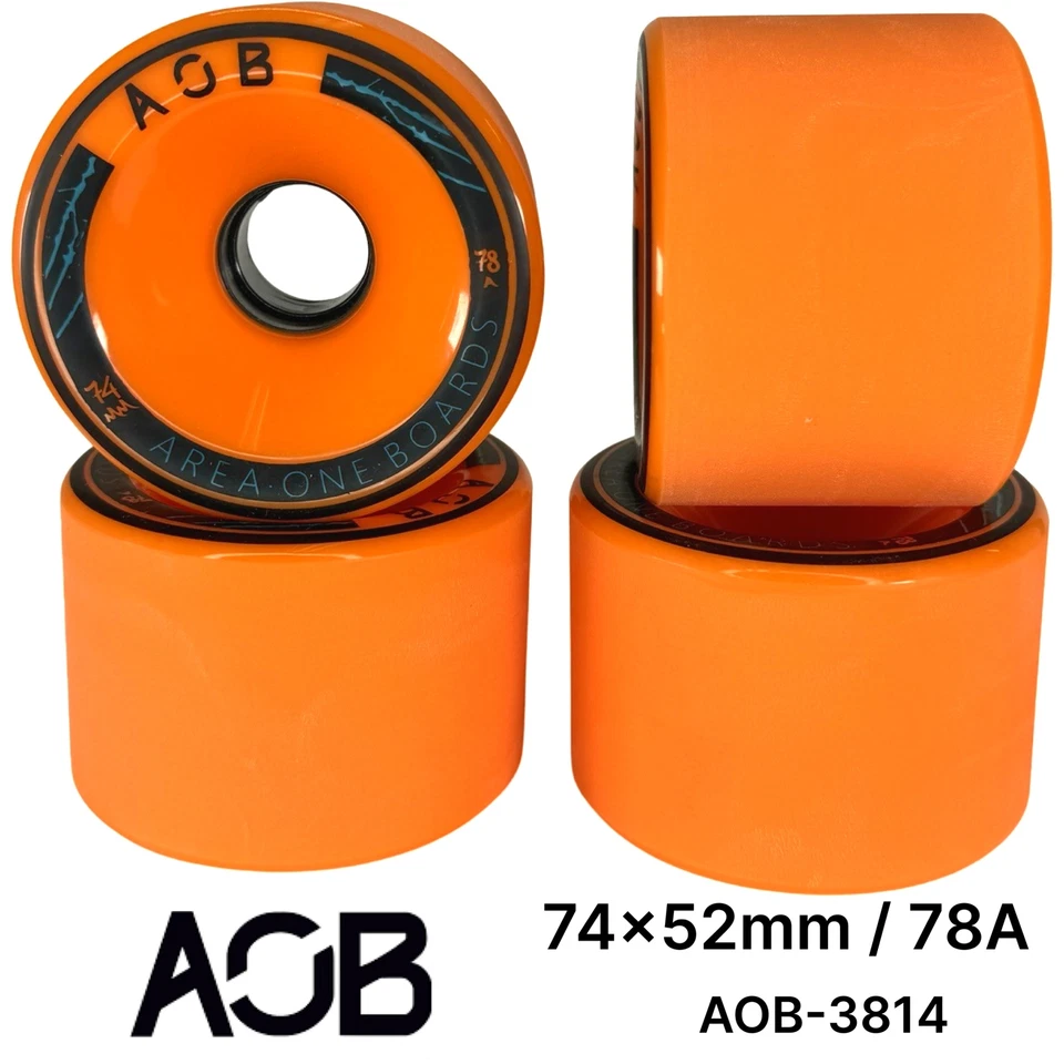AOB Longboard Cruiser Rollen Wheels (4 Stck.) Orange 74x52mm 78a