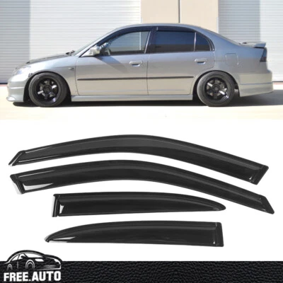 Se adapta a 01-05 Honda Civic 4 puertas sedán ventana visera ventilación lluvia protector solar parasoles 4 piezas Foto 1 de 4