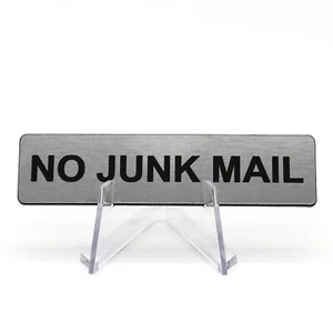 No Junk Mail Door Sign Engraved Plaque Letterbox Sign Self Adhesive Tape - Picture 1 of 5