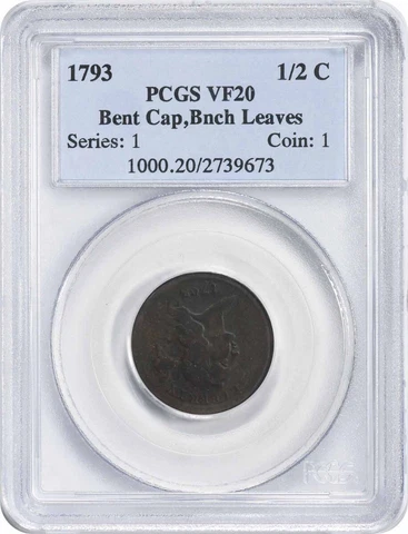 1793 Half Cent Facing Left VF20 PCGS Cover