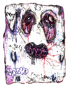 Original JUSTIN AERNI circa 2022 PAINTING visionary dark art : "GHOUL GHOST" - Picture 1 of 1