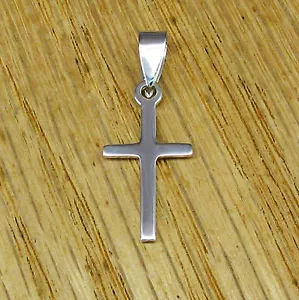 Ciondolo a croce piccolo semplice e semplice in argento sterling 925 massiccio - NUOVO! - Foto 1 di 8
