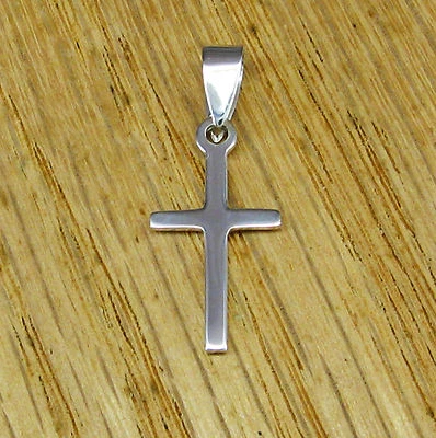 Small Plain & Simple Cross Pendant in SOLID 925 Sterling Silver - NEW! - Image 1 of 4
