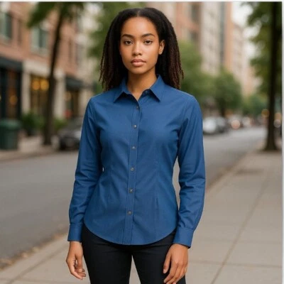 Van Heusen - Women's Ultra Wrinkle Free Long Sleeve Pique Shirt -Size Small — 第 1/4 张图片