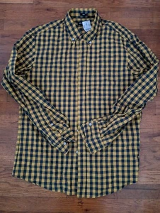 Jcrew Mercantile Slim Fit Yellow And Navy Gingham Shirt Size Large NWT - Picture 1 of 6