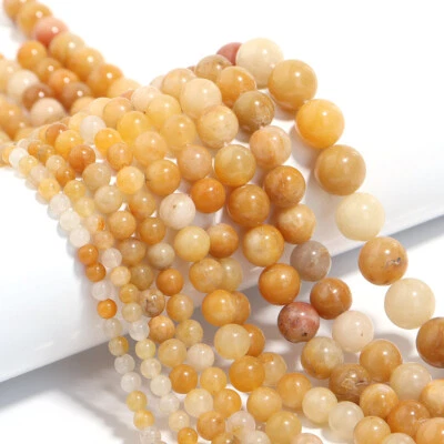Natural Stone Old Topaz Jade Round Loose Beads for Jewelry Making 4 6 8 10 12mm - Image 1 of 4