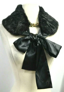 Dennis Basso MINK Faux Fur Collar Scarf Stole Fluffy Shawl wrap shrug tie NWT - Picture 1 of 4