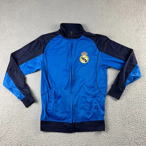 Real Madrid Soccer Sweater Mens Small Blue Zip Up Long Sleeve Futbol Cover