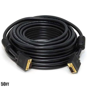 50FT VGA SVGA HD15 Male to Male Monitor Video Cable PC Laptop Gold Plated CL2 - Picture 1 of 2