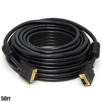 50FT VGA SVGA HD15 Male to Male Monitor Video Cable PC Laptop Gold Plated CL2 - Image 1 of 2