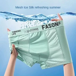 Mesh Ice Silk Boxershorts L-6xl Bamboo Slim Panties Lingerie Men Underwear Pants - Picture 1 of 18