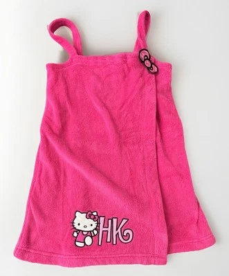 Sanrio Hello Kitty Pink Plush Bath Towel Youth Small Adjustable Robe Wrap - Image 1 of 4