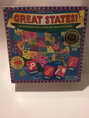 Juego Great States Geography Trivia Homeschool Mejor Juguete Premio Ayuda de Aprendizaje Sellado Foto 1 de 4