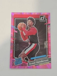 Scoot láser rosa holograma clasificación Panini Donruss 2023-24 Henderson/50 #250 novato radiocontrol - Imagen 1 de 4
