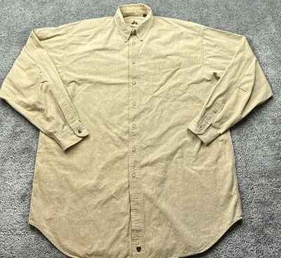 Nordstrom Shirt Mens 17.5 Tan Button Down Long Sleeve 100% Cotton Casual Pocket - Image 1 of 4